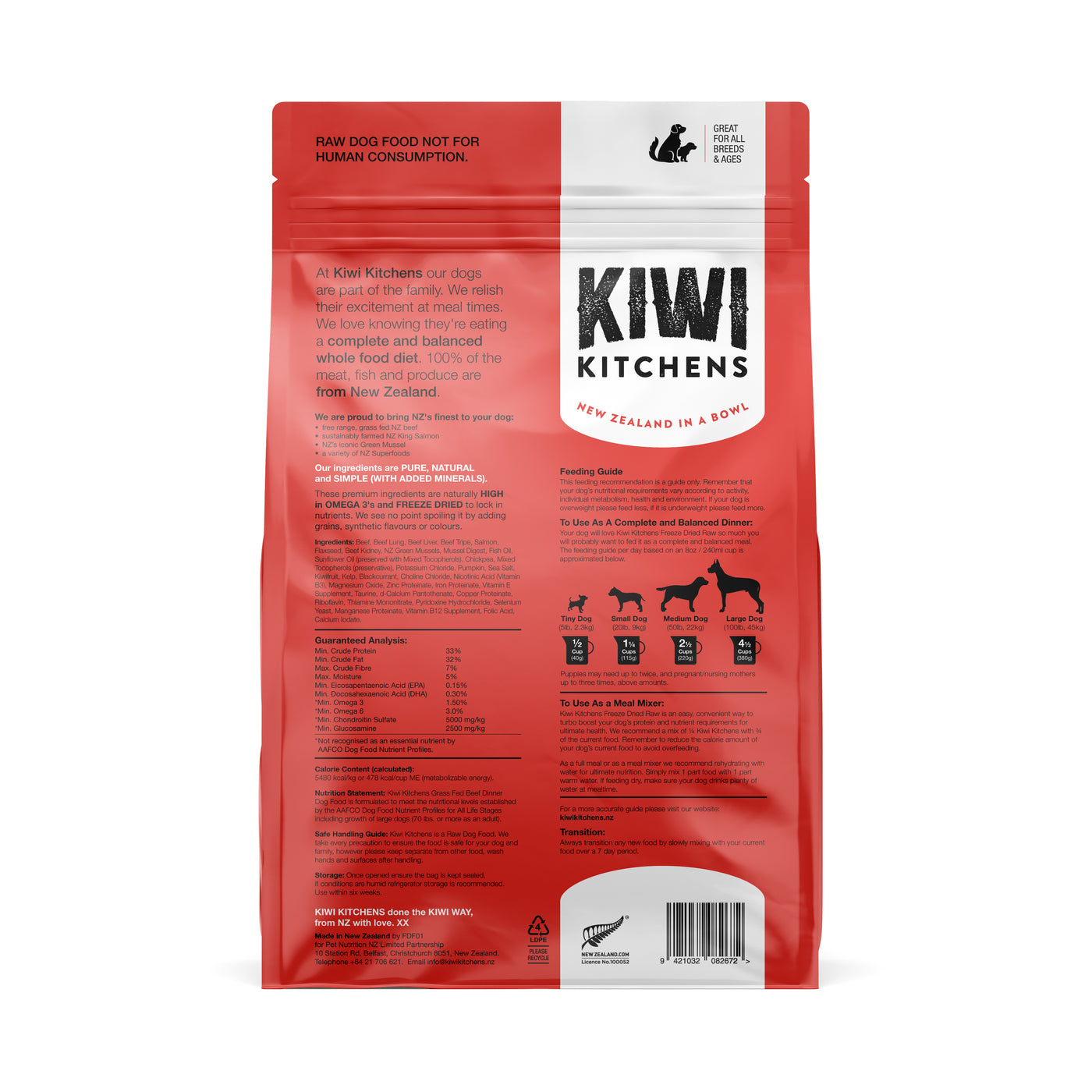 Kiwi Kitchens Gently Air-Dried Dog Food - Beef