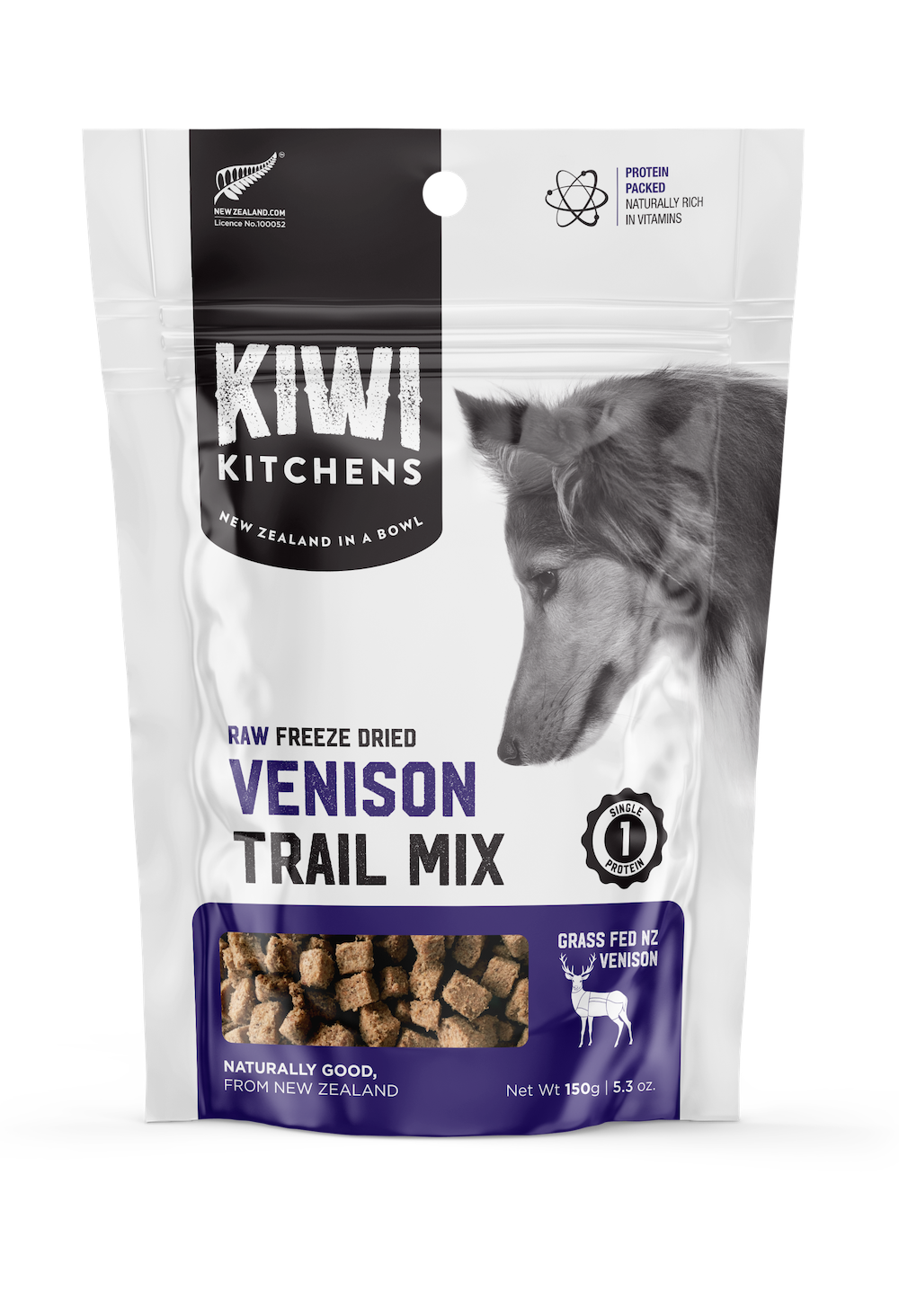 Kiwi Kitchens Raw Freeze Dried Dog Treats Venison Trail Mix Petisan