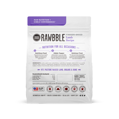 RAWBBLE® Freeze Dried Dog Food – Lamb Recipe