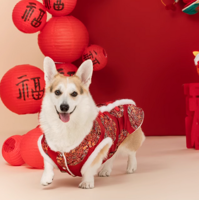 CNY Red Fluffy Tang Vest