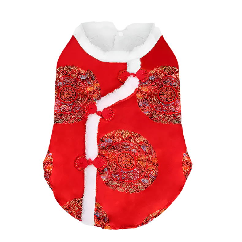 CNY Red Fluffy Tang Vest