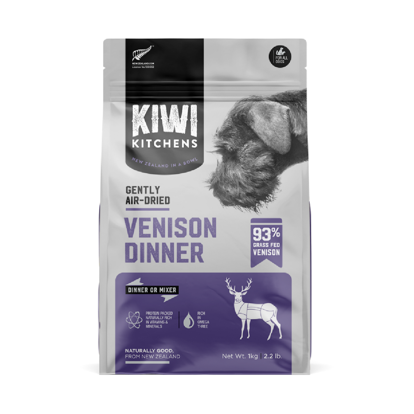 Kiwi Kitchens Gently Air-Dried Dog Food - Venison