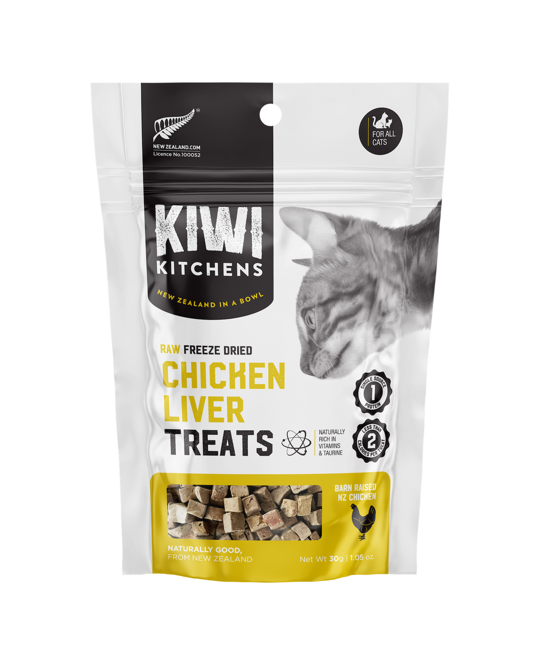 Kiwi Kitchens Raw Freeze Dried Cat Treats Chicken Liver Petisan