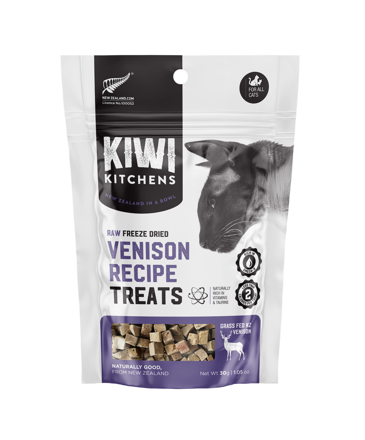 Kiwi Kitchens Raw Freeze Dried Cat Treats - Venison Recipe