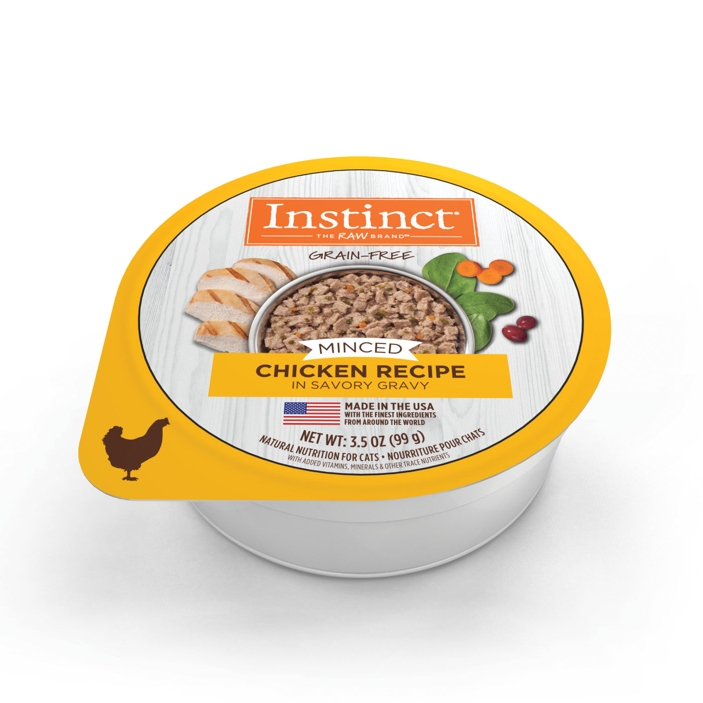 Instinct - 3.5 oz Cat Can Food - Minced Real Chicken Recipe