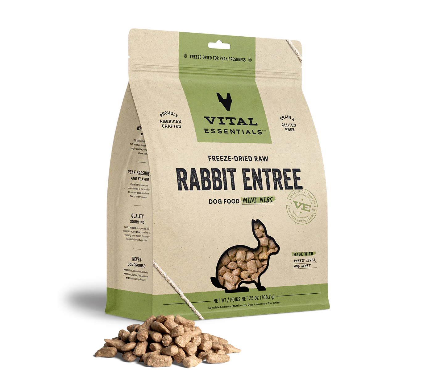 Vital Essentials - Freeze Dried Raw Dog Food - Rabbit Mini Nibs