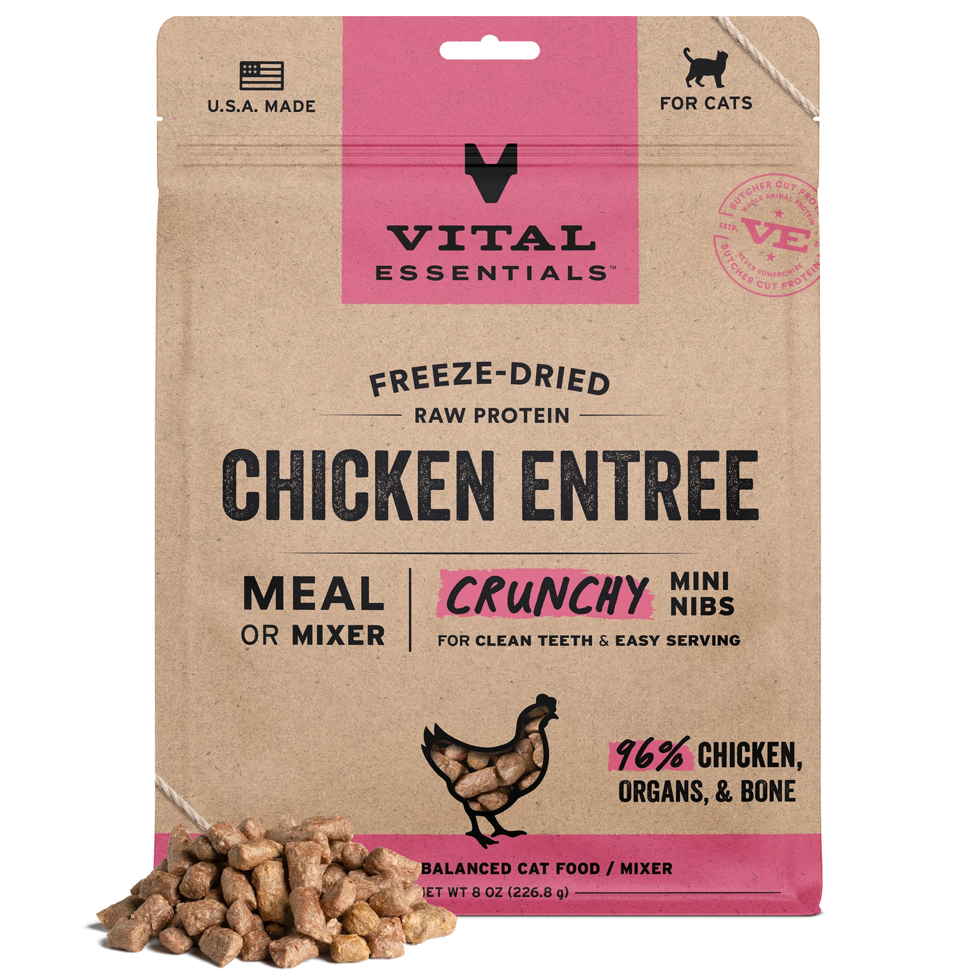 Vital Essentials - Freeze Dried Raw Cat Food - Chicken Mini Nibs