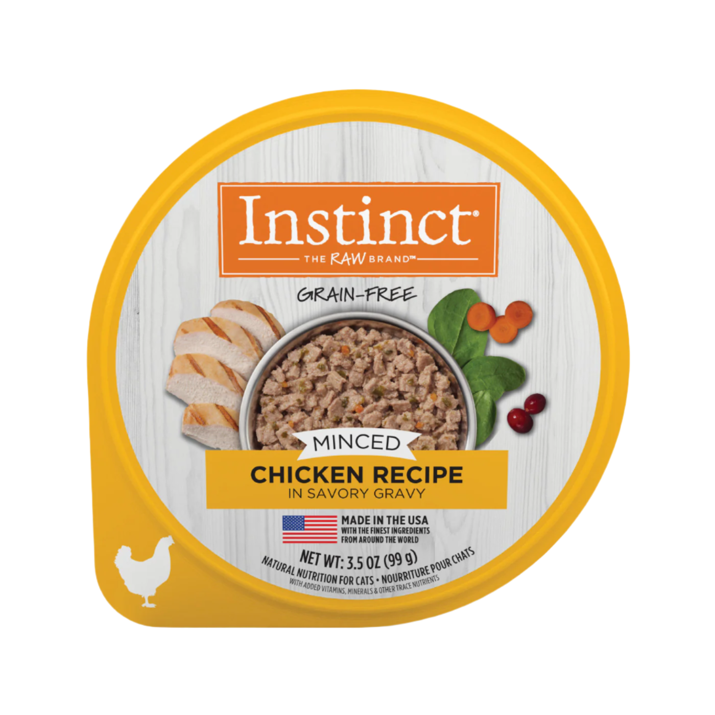 Instinct - 3.5 oz Cat Can Food - Minced Real Chicken Recipe