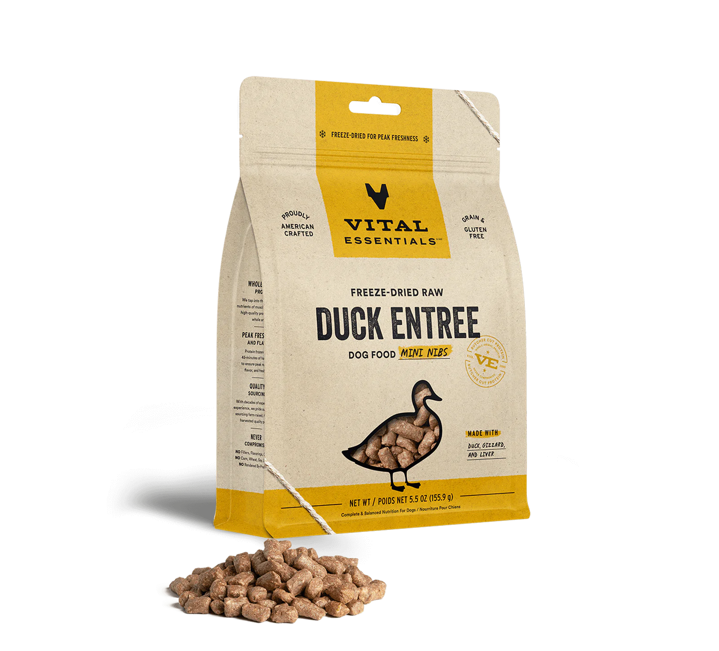 Vital Essentials - Freeze Dried Raw Dog Food - Duck Mini Nibs