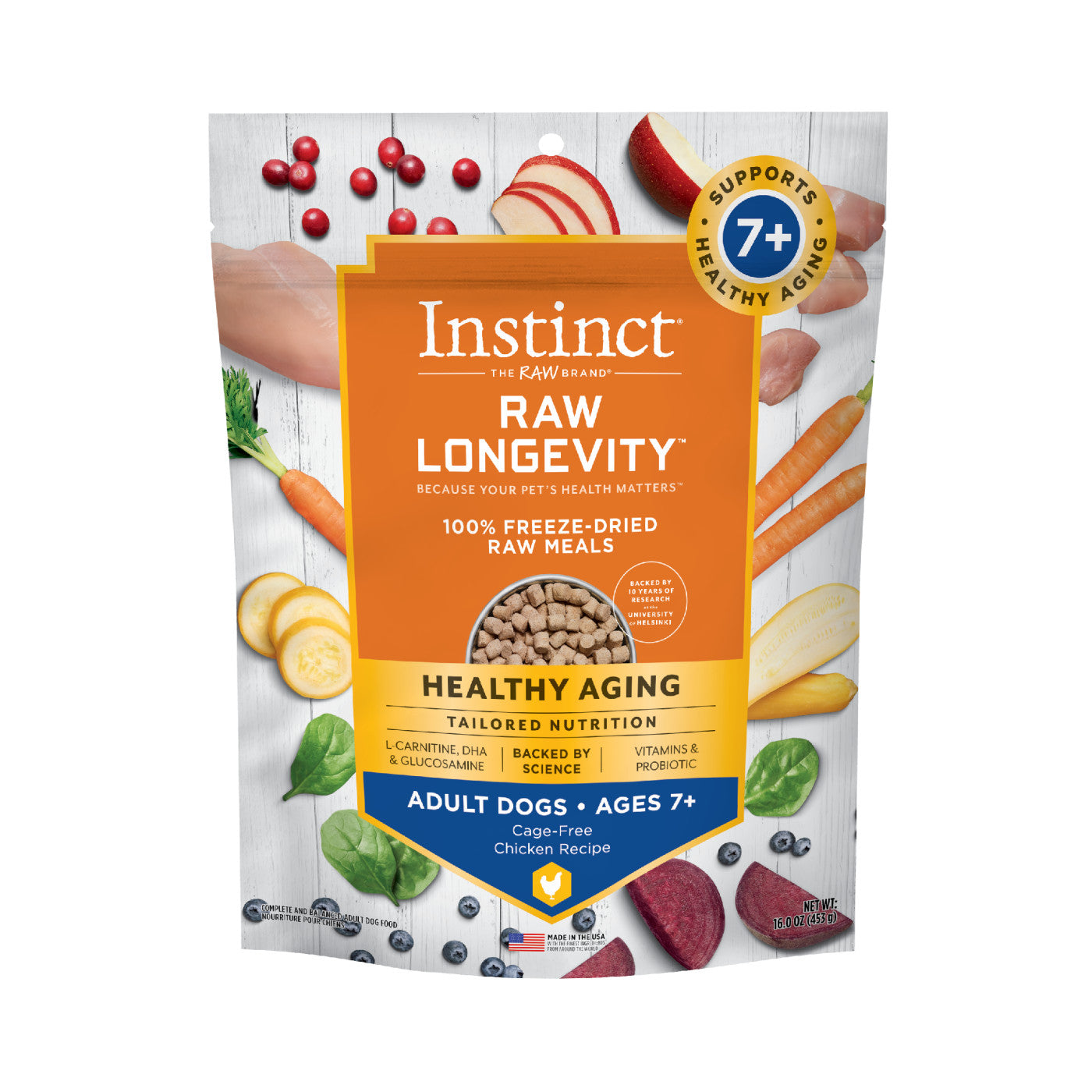 Instinct Raw Longevity 100% Freeze-Dried Raw Meals - Cage-Free Chicken Recipe for Adults 7+  (For Senior Dogs)