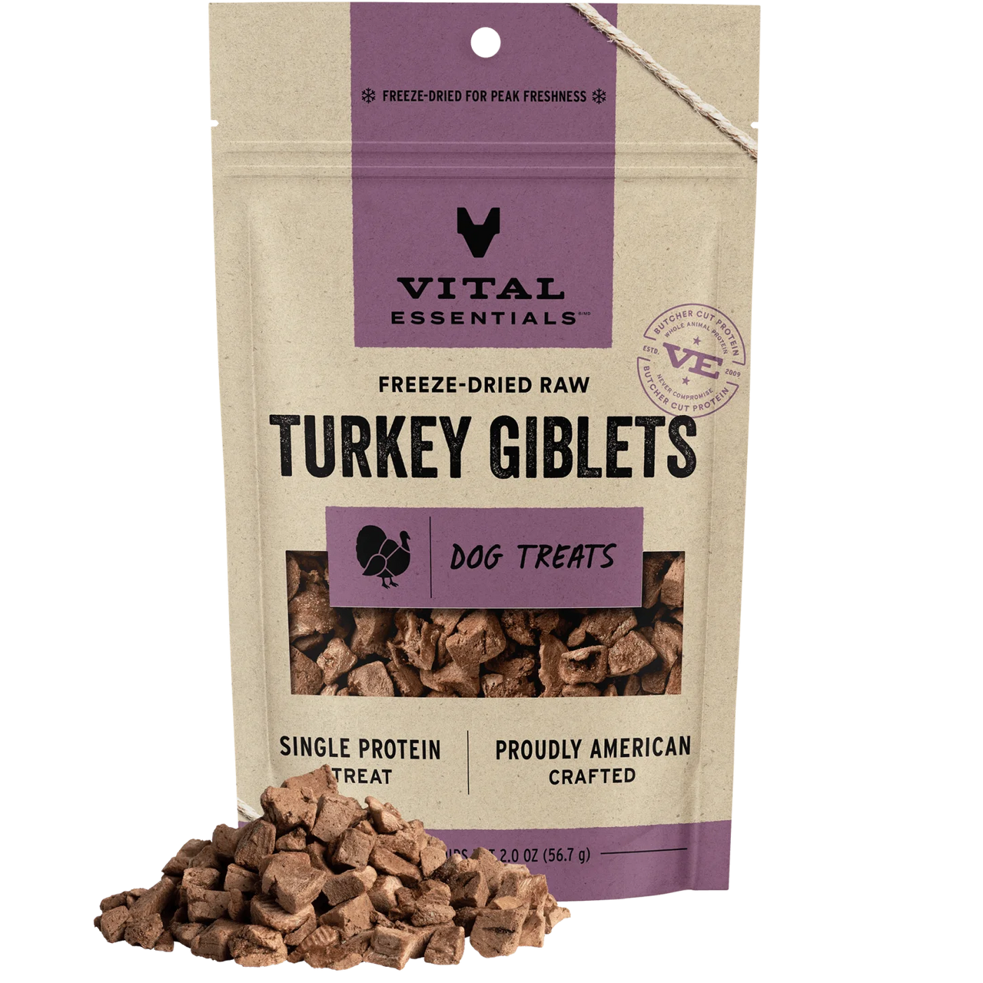 Vital Essentials - Freeze Dried Raw Dog Treats - Turkey Giblets
