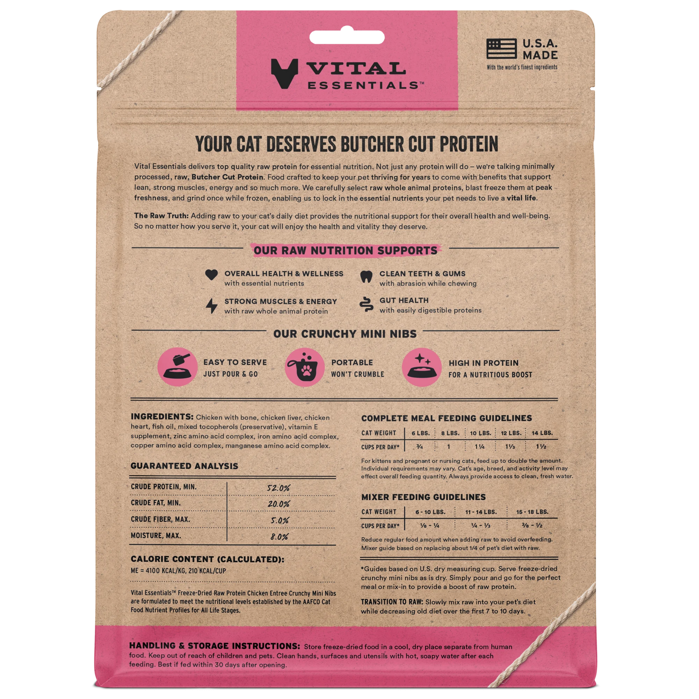 Vital Essentials - Freeze Dried Raw Cat Food - Chicken Mini Nibs