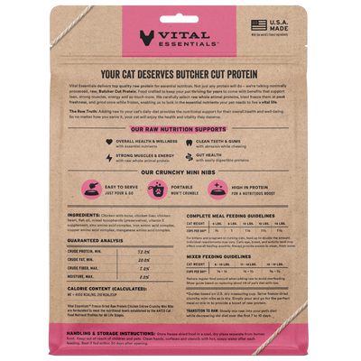Vital Essentials - Freeze Dried Raw Cat Food - Chicken Mini Nibs