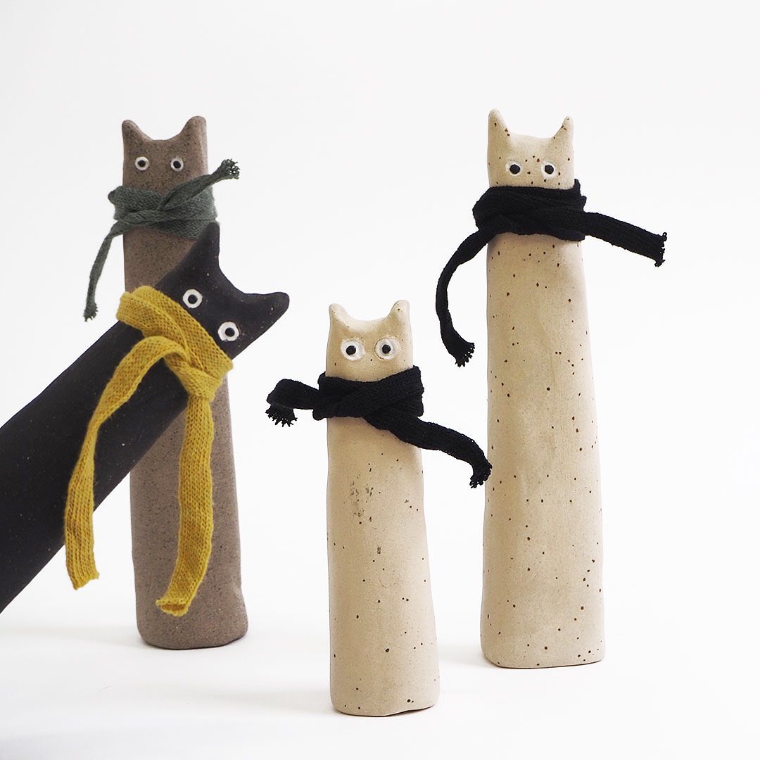 好奇貓 - 冬日系列 陶瓷擺件