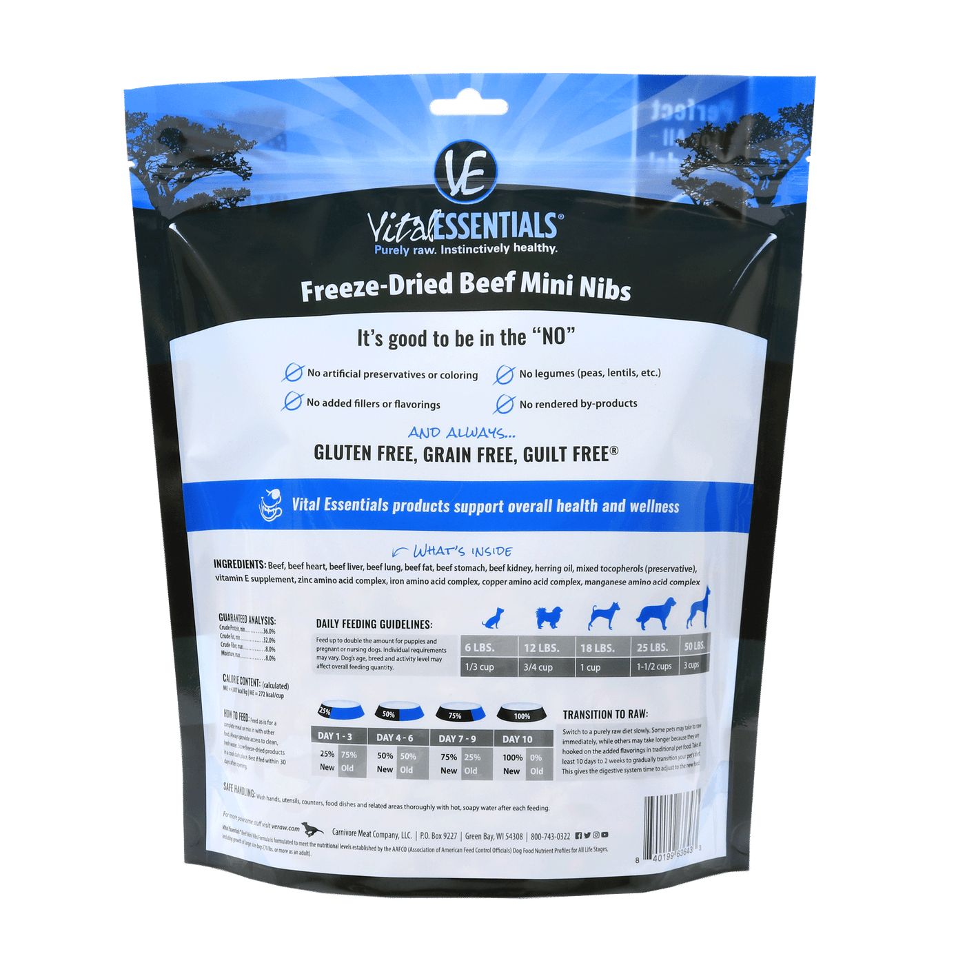 Vital Essentials Freeze-Dried Grain Free Dog Food - Beef Mini Nibs