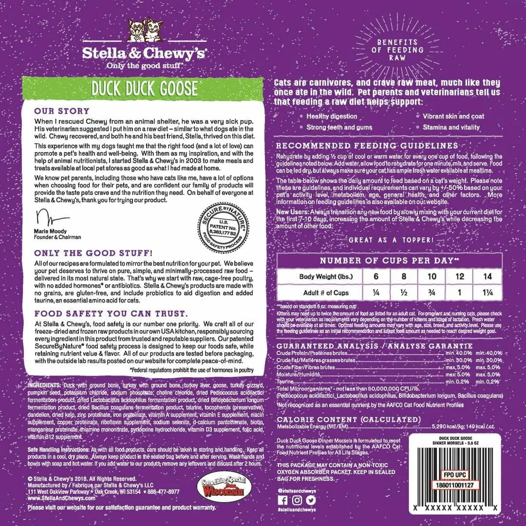 Stella & Chewys Freeze-Dried Cat Food - Duck Duck Goose Morsels