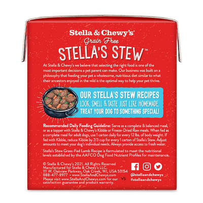 Dog Wet Food - Stella's Stew - Grass Fed Lamb