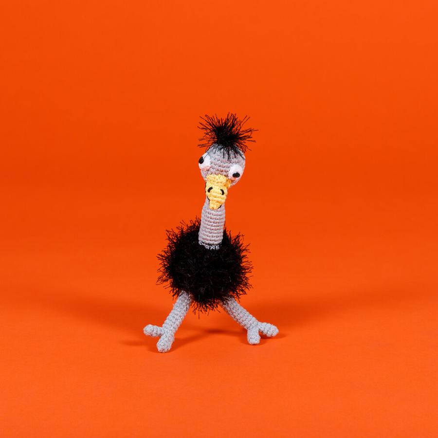 Dog Toy Hand Crochet Ostrich