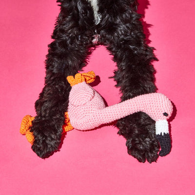 Dog Toy Hand Crochet Flamingo